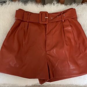 Zara faux leather belted shorts
